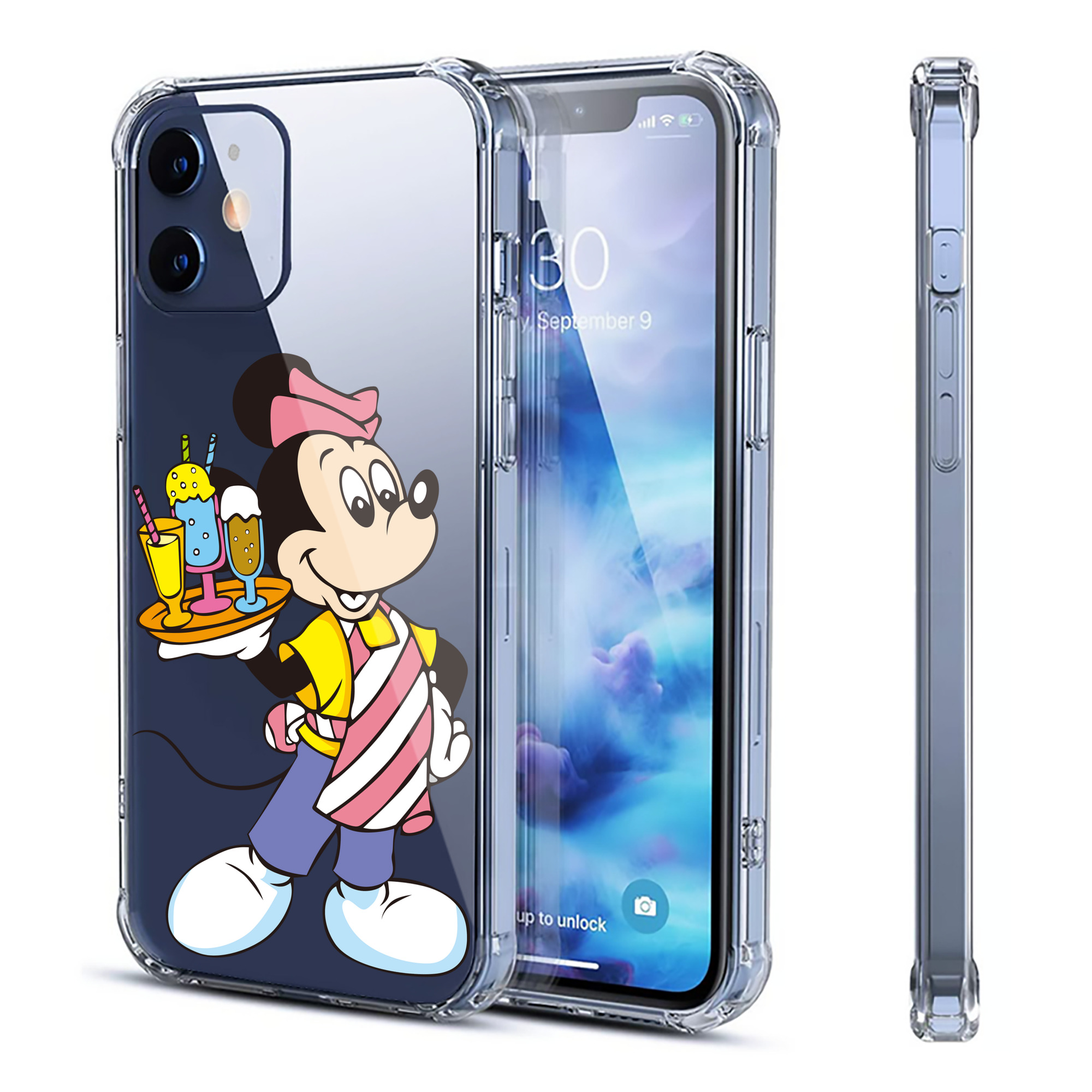 （画像用） ミッキーマウス Mickey Mouse 【iPhone 12シリーズ対応】透明スマホケース（クリアソフトケース）